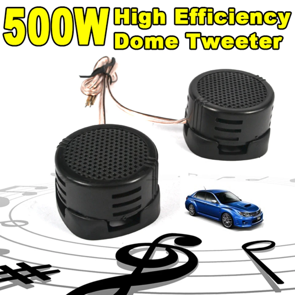 Kebidu 2pcs 500W Loud Speaker High Efficiency Car Mini Dome Tweeter Loudspeaker Super Power Audio Auto Sound for Car