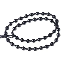 Black Obsidian 6mm Beads Necklace For Pendant Natural Stone DIY Lucky Beads Chain Necklace Jewelry Accessories For Men/Women