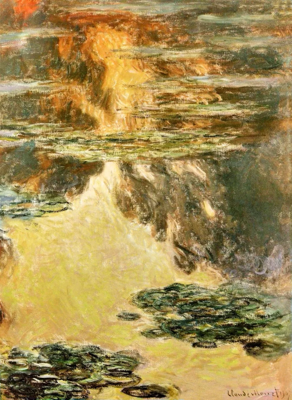 100% handmade landscape oil painting reproduction on linen canvas,water-lilies-19 by claude monet