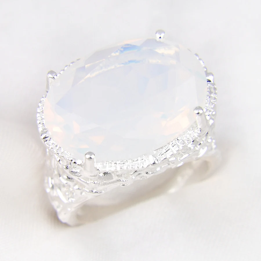 

Luckyshine 16*12mm Oval Cut Rainbow Moonstone Gemstone Silver Rings Size 7 8 9