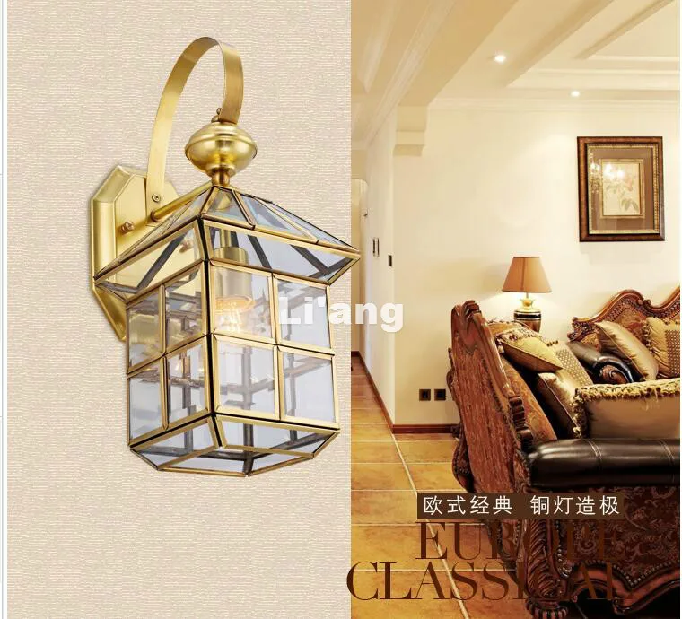 New Arrival Antique Brass Wall Lamp Outdoor LED Design Glass Wall Sconce Brass color Wall Lighting Lamp Wall Brackets Lighting