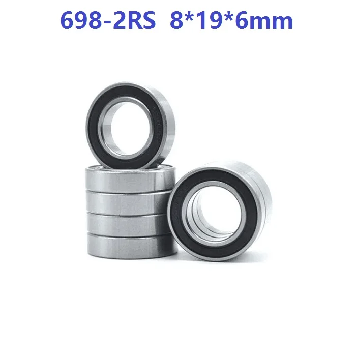 

100pcs/lot 698RS 698-2RS 698 2RS RS 8*19*6mm Rubber sealed deep groove ball bearings bearing 8x19x6 mm