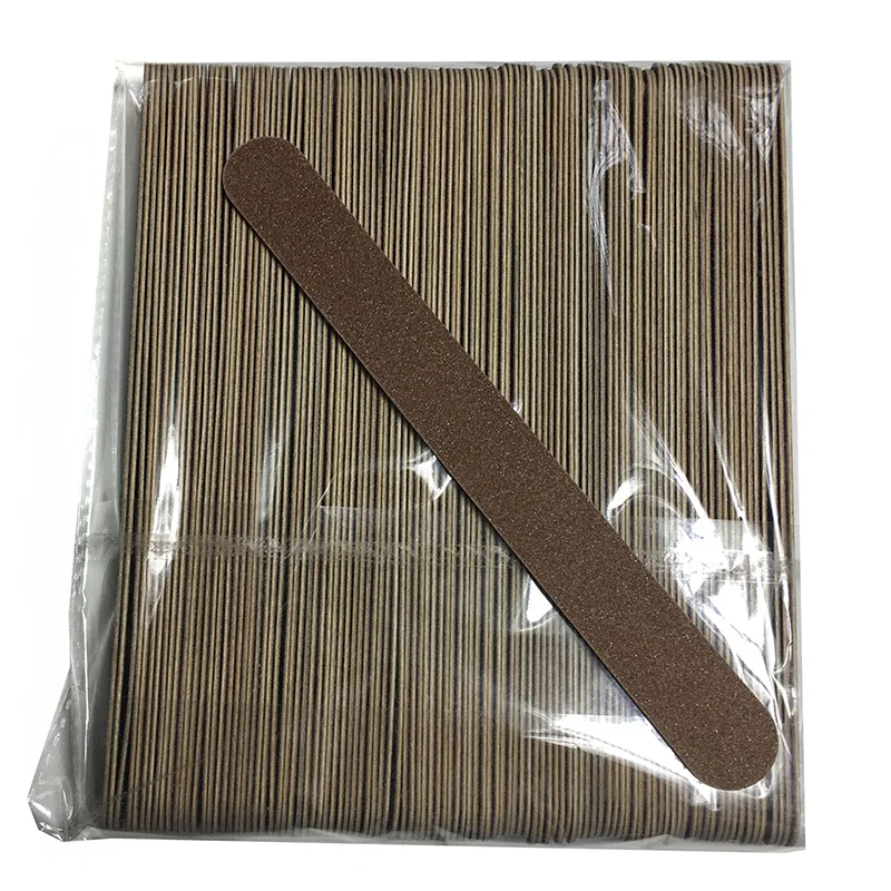 100PCS New Wood Nail Files Sandpaper Buffers Straight 18x2cm Disposable File Cuticle Remover Callus UV Gel Nail Care Tool