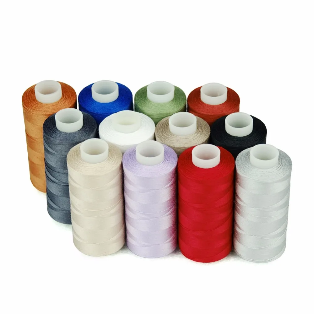 12 Multi Colors 100% Mercerized Cotton Sewing Thread Set 50s/3 for Quilting Sewing etc - 550 Yards Each