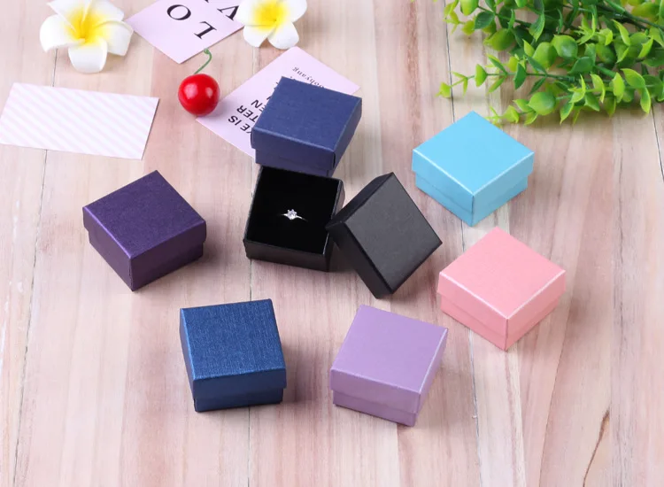 24Pcs Square Jewelry Box with Black Sponge Eco Friendly Jewelry Organizer Small Gift Storage Box For Ring Earrings Pendant 5x5cm