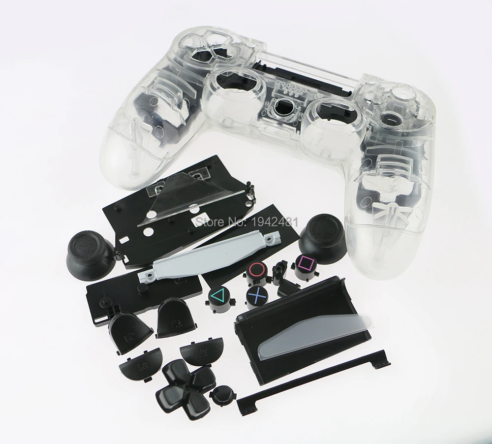 Controlador de juego inalámbrico de alta calidad, carcasa transparente + herramienta de botón para ps4 jds 001 011 jdm 001