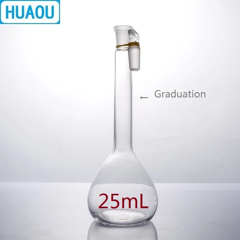 

HUAOU 25mL Volumetric Flask Class A Neutral Glass with one Graduation Mark and Glass Stopper Laboratory Chemistry Equipment