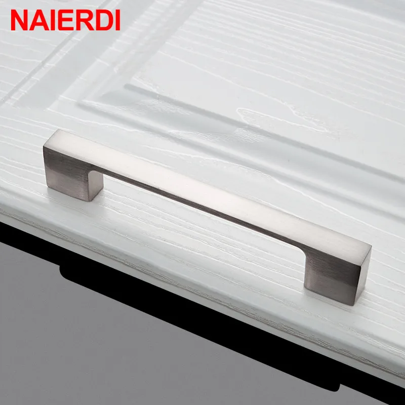 NAIERDI Cabinet Handles Drawer Knobs Aluminum Alloy Wardrobe Door Handle Brushed Pulls Modern Style Furniture Handle 128mm/160mm