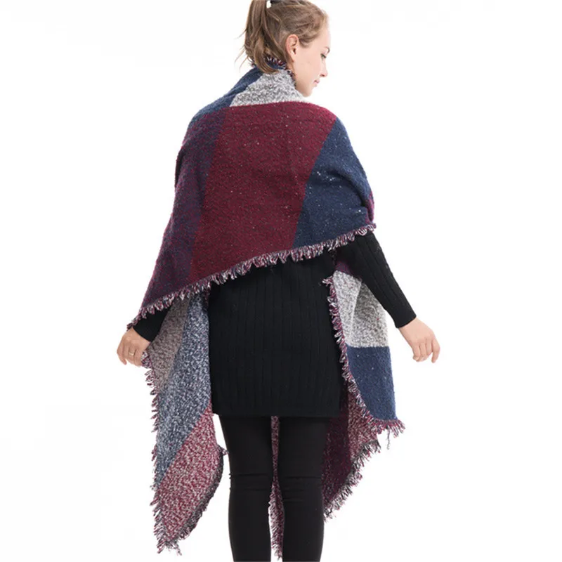 New Fashion Woman Scarf Wool Feel Shawl Bevel Cardigans Warm Knitted Pashmina Oversized Blanket Capes Scarves