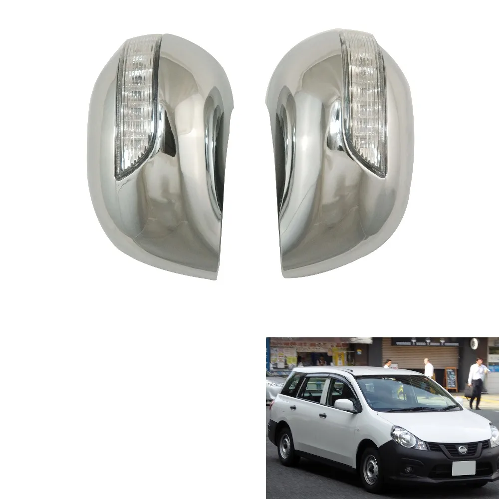 

Novel style 2PCS ABS Chrome plated for Nissan Wingroad / ADVan 2006 Y12 LIVINA 2007 door mirror covers with LED