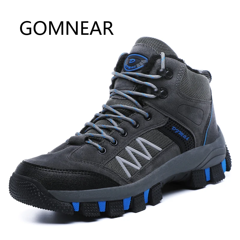 

GOMNEAR New Arrival Hign-top Hiking Shoes For Men Winter Trekking Sneakers With Plush Men's Breathable Anti-skid Camping Boots