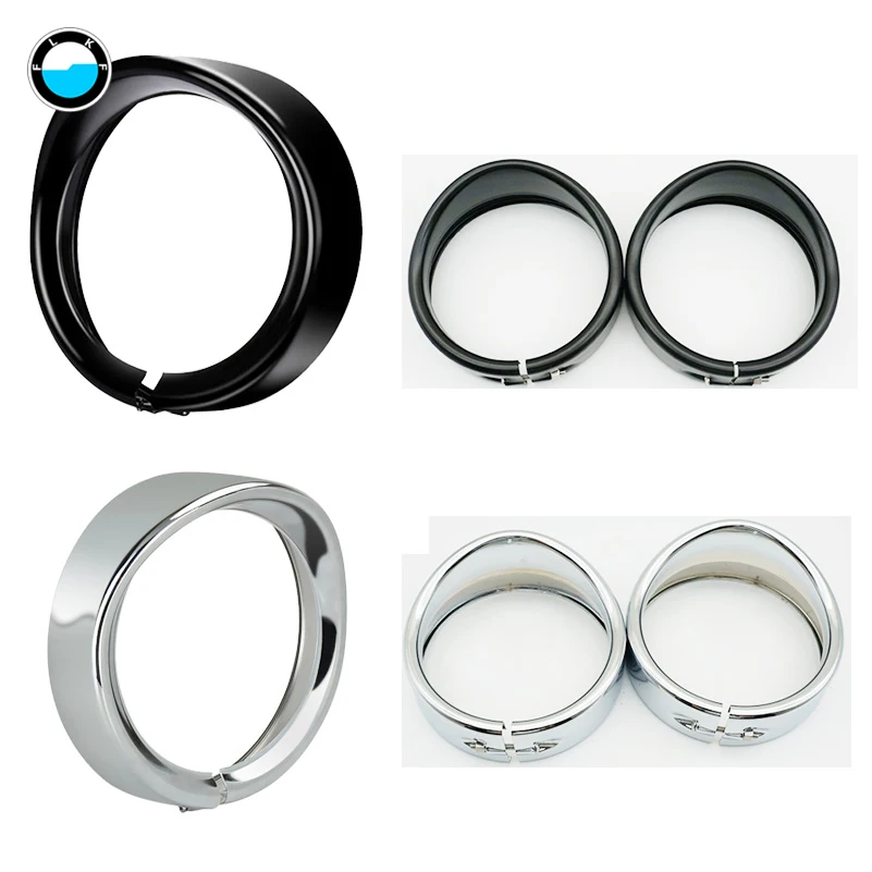 Black /chrome 7 inch Motorcycle Led Headlights Trim Ring +4.5 inch Fog Pasing Light Trim Ring For Motorcycle  Street Glide FLHX.