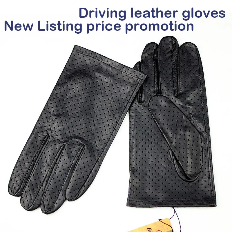 Summer Driver Driving Leather Gloves Men\'s Black High-end Imported Goat Leather Single-Layer Thin Section Fashion New Finger