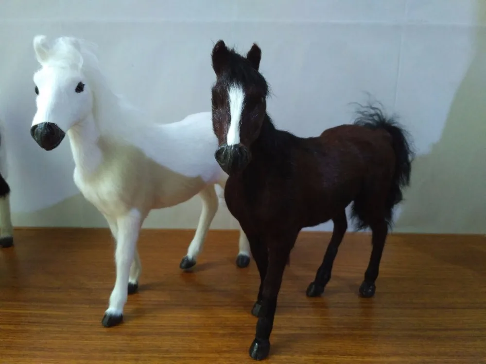 

polyethylene&furs brown or white 28x25cm horse model Simulation horse prop home decoration gift d1930