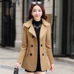 Women Woolen Coats Winter Trench Coat Fashion Cocoon Wool Long Coat Tops Women's Wool Woat Elegant Bodycon Double Breasted Coat