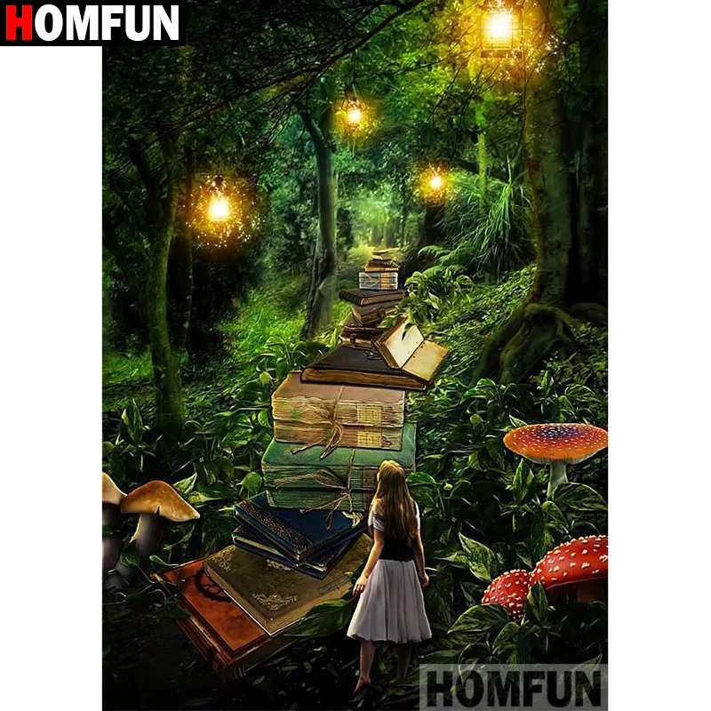 

HOMFUN Full Square/Round Drill 5D DIY Diamond Painting "Book road" Embroidery Cross Stitch 5D Home Decor Gift A16501