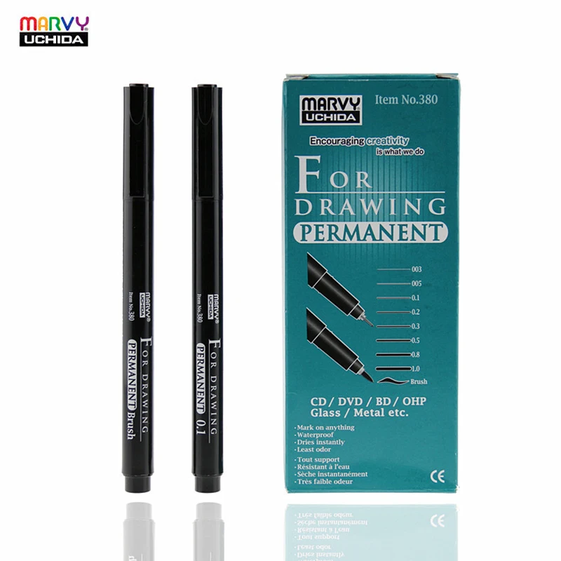 

Marvy Liner 4pcs Drawing Pen 0.03/0.05/0.1/0.2/0.3/0.5/0.8/1.0mm Mark on CD/Glass/Plastic Waterproof Writing Supply