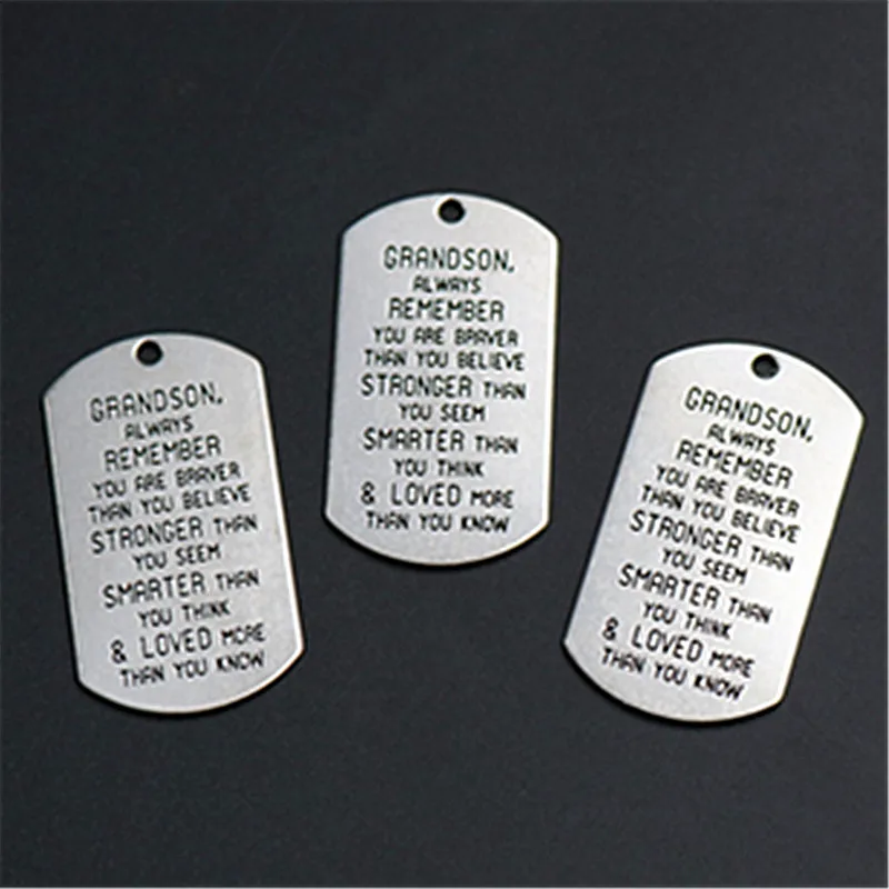 2pcs Silver Color grandson always remember you are braver than you believe stronger than you seem smarter charm alloy pendant