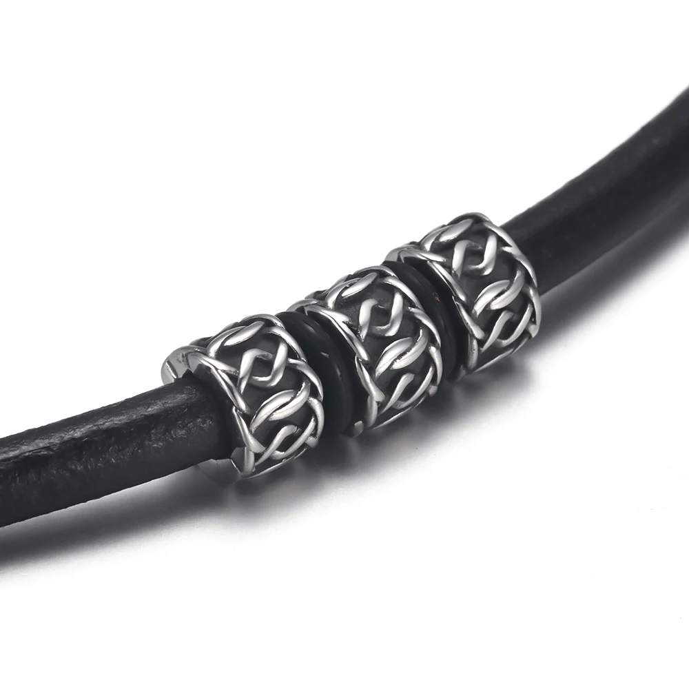 Stainless Steel Braided Cylinder Bead 6mm Large Hole for Jewelry Bracelet Making Metal Beads DIY Supplies Parts
