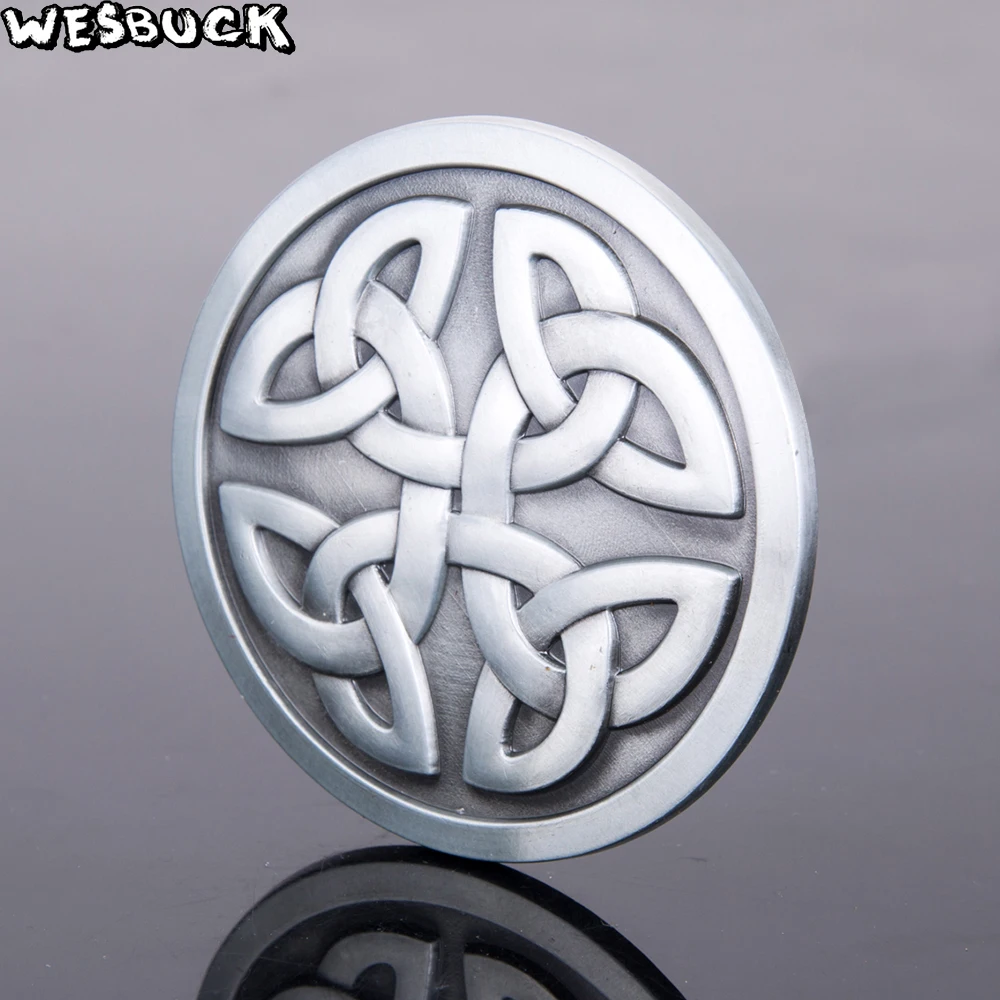 WesBuck Brand Celti c Belt Buckles for Men Women Cool Round Buckles Metal Cowboy Cowgirl Western Boucle Ceinture