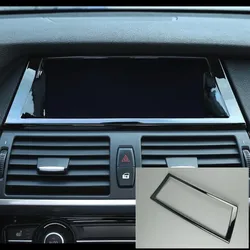 Black Center Console Navigation Frame Decoration Cover Trim For BMW X5 E70 X6 E71 2008-2014 Stainless Steel Car Styling