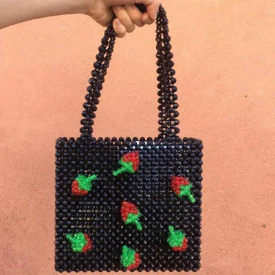 

NEW Pearls Bag Beading Basket Totes Bag Women Party Plastic Handbag 2019 Summer Beach Bag Luxury Brand Wholesale