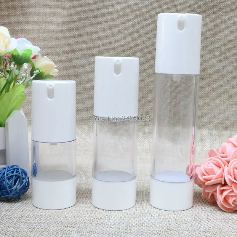 15ml Travel Mini Refillable Bottles White Airless Bottles Empty Cosmetic Containers Make Up Tools Packaging 2 pcs/lot  In Stock