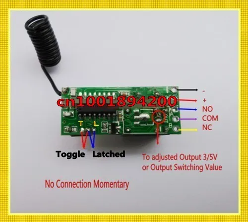 DC3-5V Wireless Switch Remote Control Receiver Transmitter Mini ON OFF Relay Switch 30*13*12mm Momentary Toggle Latched 315MHZ