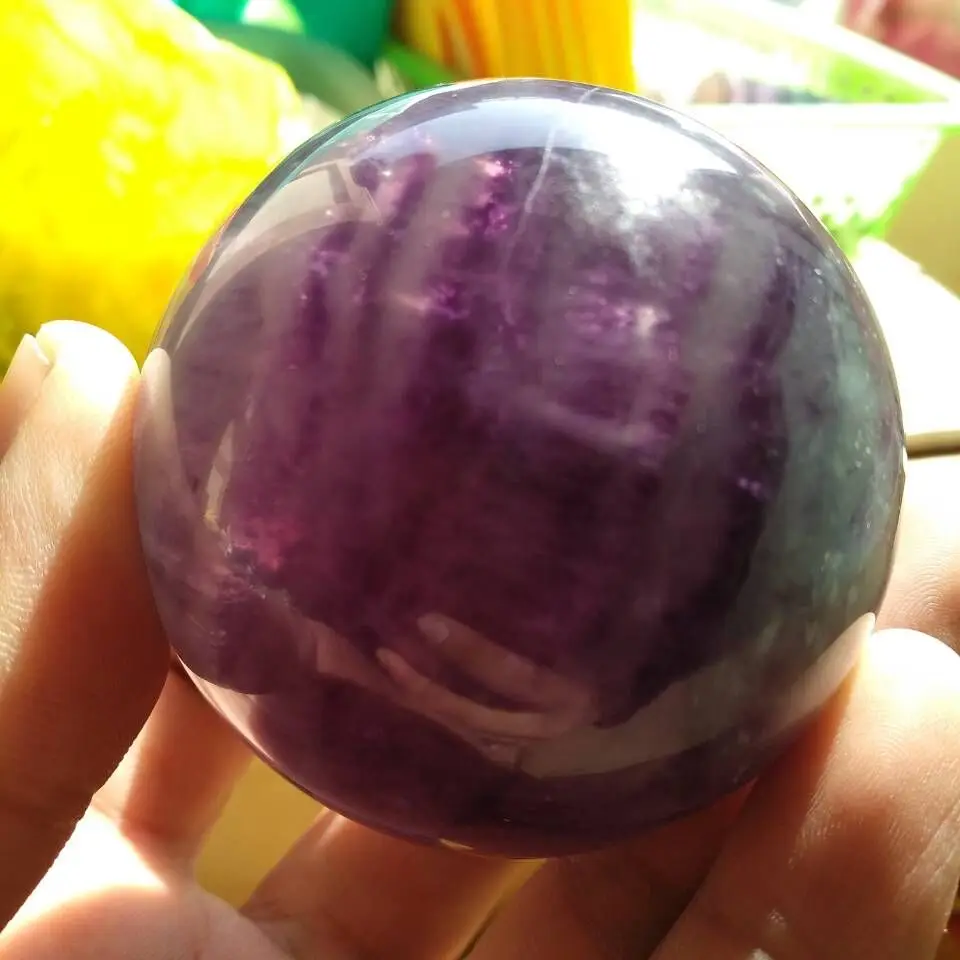 60mm Natural Fluorite Quartz Crystal Sphere Ball Healing