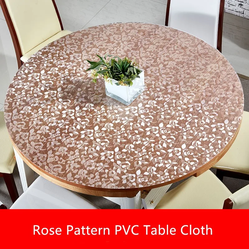 2018 round rectangluar pvc table cloth with floral pattern waterproof soft glass table covers 1.5mm thick placemat pads overlays