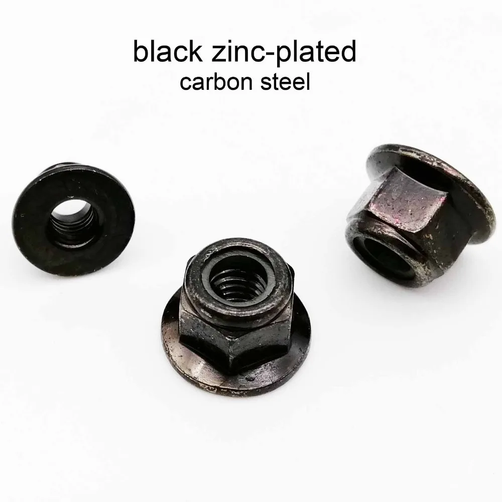 HZYUEGOU M3 M4 M5 M6 M8 M10 M12 Schwarze Kohlenstoffstahl 304 Edelstahl Sechskant-Flansch-Nylock-Nylon-Einsatz-Sicherungsmutter Selbstsichernd – Detail 3
