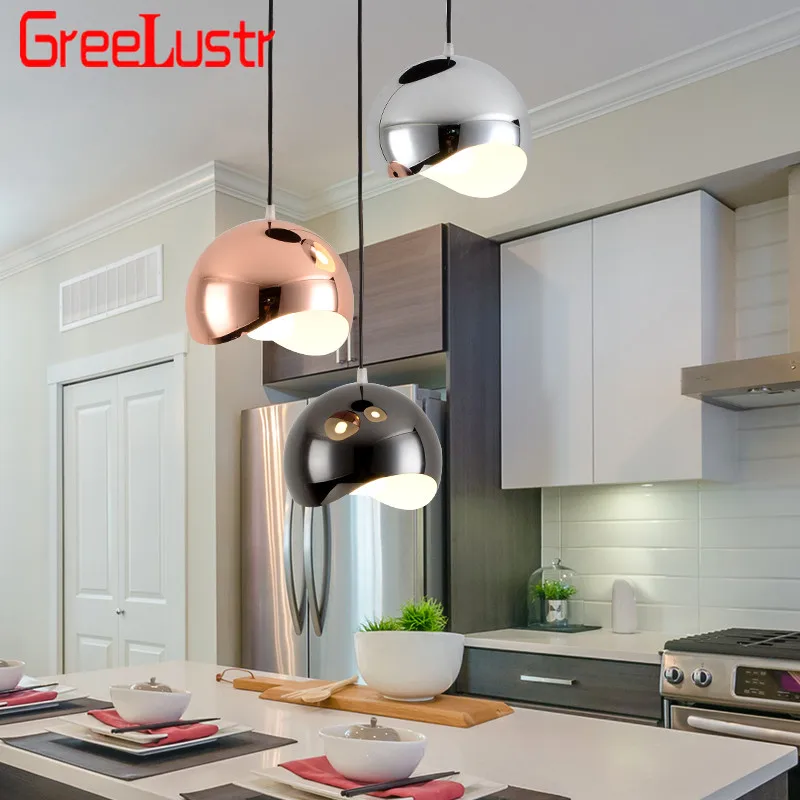 

Nordic Plated Metal Led Pendant Lights Creative Iron Dining Room Hanging Lamp for Indoor Shop Bar Rose Gold Lustres Luminaire