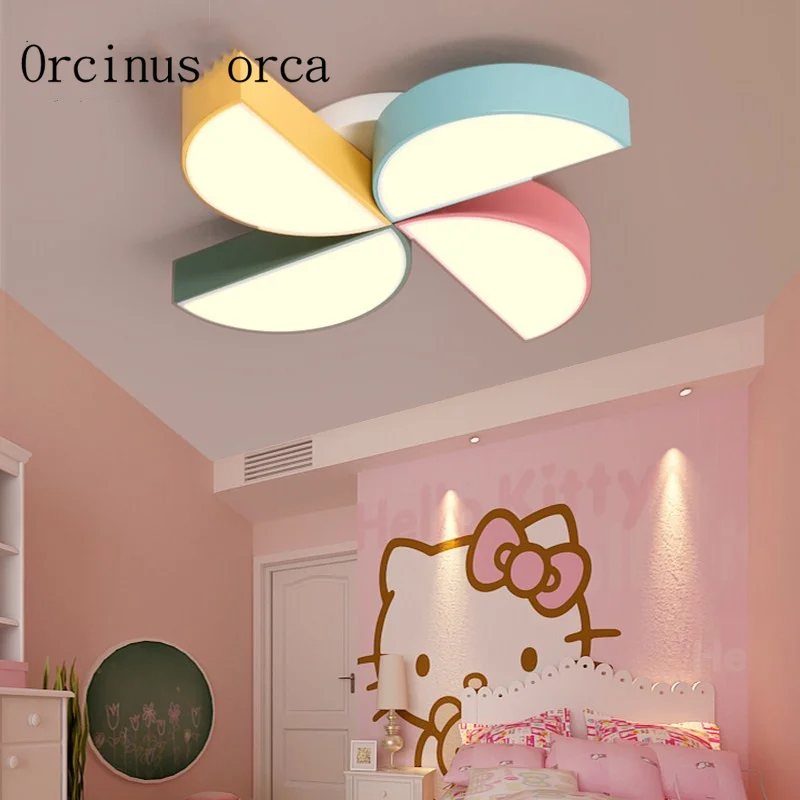 

Creative cartoon color windmill chandelier children's room boys and girls bedroom lights eye care LED ceiling lamps