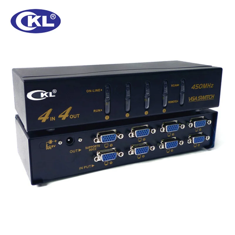 CKL High-end Interruttore VGA Splitter 2x2 2x4 4x4 con Audio 2048*1536 450 MHz per il Proiettore Monitor PC TV colpa del Telecomando IR di Controllo RS232