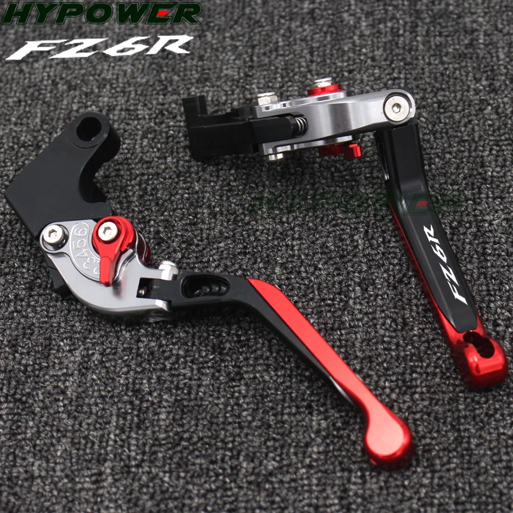 !!!Logo FZ6R For Yamaha FZ6R FZ6 R 2009-2015 2010 2011 2012 2013 2014 Red&Titanium CNC Adjustable Motorcycle Brake Clutch Lever