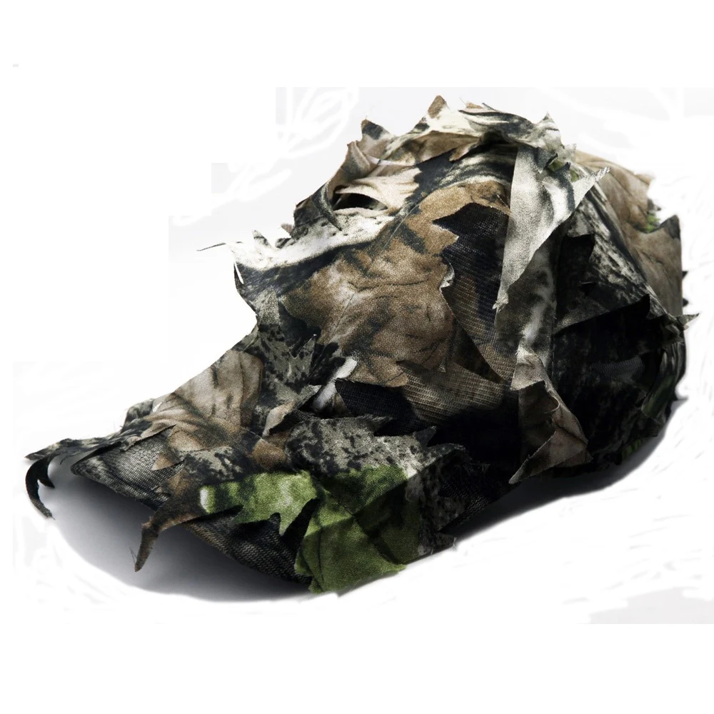 GUGULUZA Outdoor Tactical Camouflage Cap With Bionic Leaf Camo Hunting Hat Sniper Hidden Jungle Hat