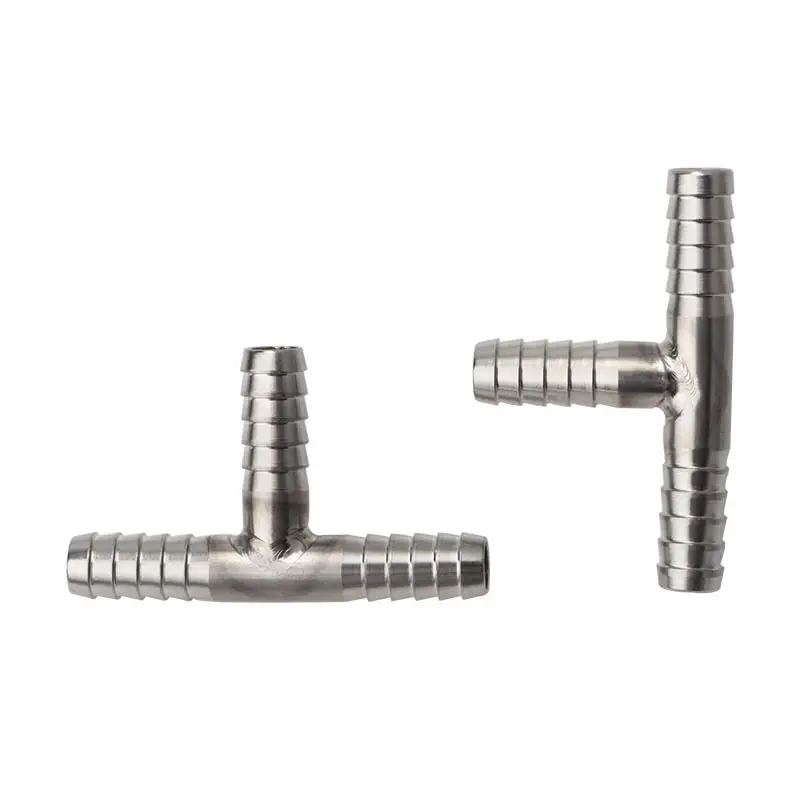 2pcs/Lot Hose Splicer Type Tee Shaped Fitting ,Stainless steel T-Shaped Hose Barbed Fitting With 8mm Beer Hose Home Brewing