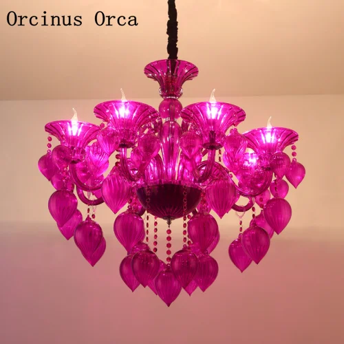 

New European color leaf crystal chandelier living room dining room bedroom modern creative LED Glass Chandelier free shipping