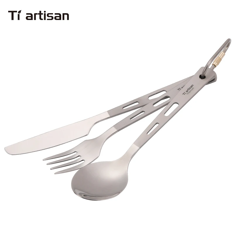 Tiartisan kitchen accessories Pure Titanium Cutlery set Spoon Fork Knife Home Kitchen Titanium Ultralight Dinner Flatware set