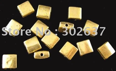 

FREE SHIPPING 210pcs Antiqued gold Smooth square spacer bead A861G