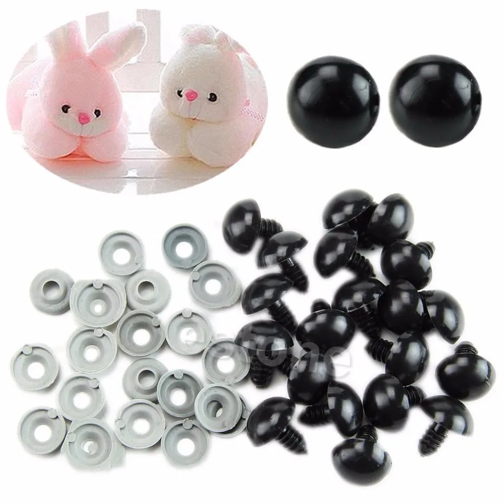 20pcs 6-20mm Black Plastic Safety Eyes For Teddy Bear/Dolls/Toy Animal/Felting W15