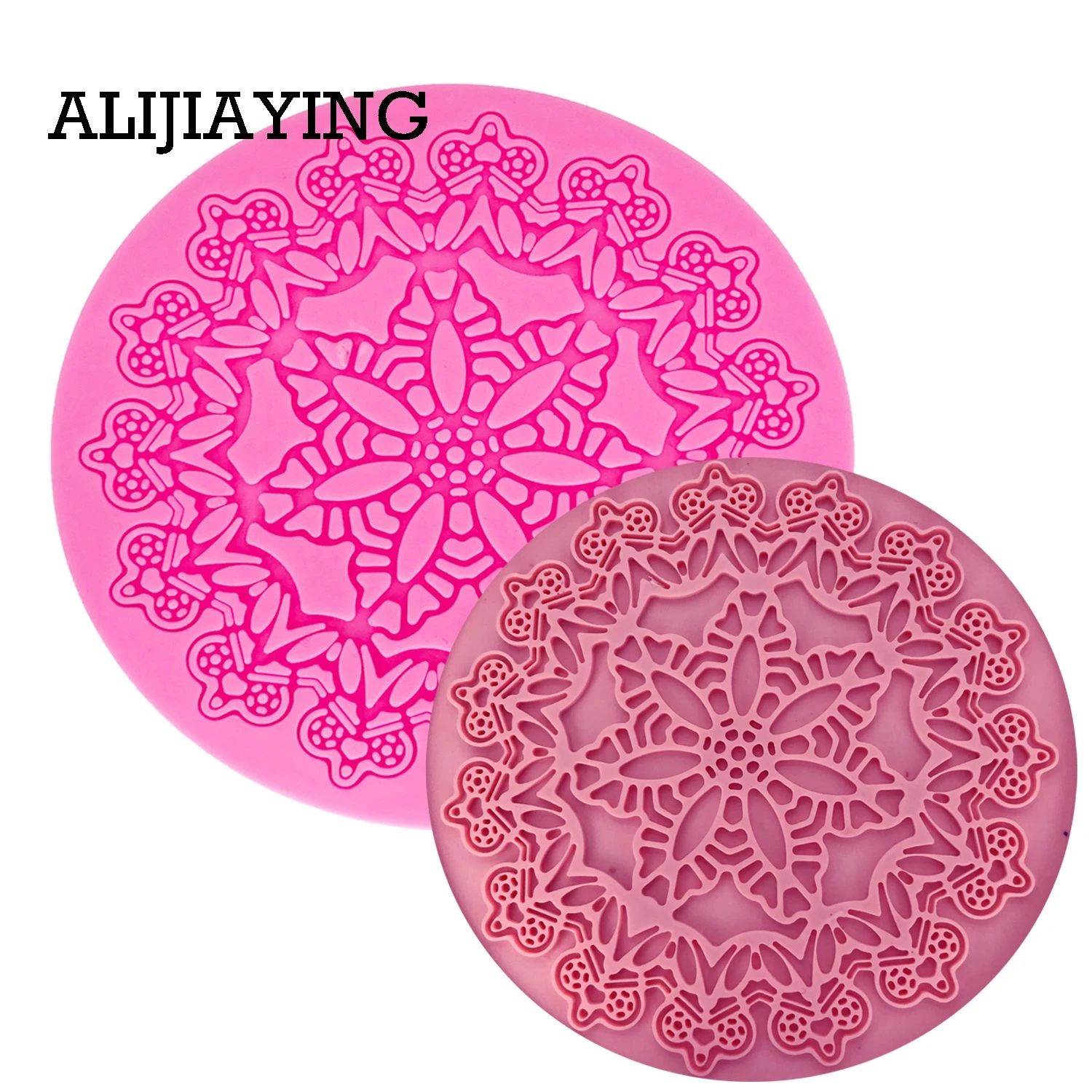 M1362 Round flower crown shape lace pad Silicone Mold DIY cake Decorating tools Fondant Sugarpaste Craft resin clay chocolate