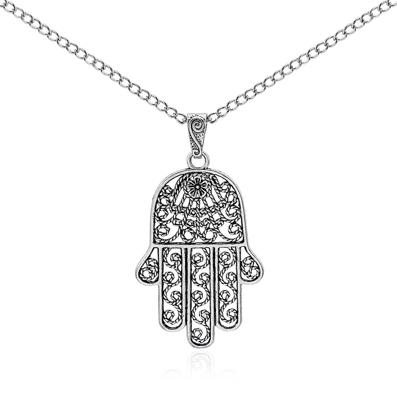 1pcs Large Hamsa Hand Necklace Long Chain Pendant Hip Hop Witch Jewelry Women Gift Necklaces Jewelry