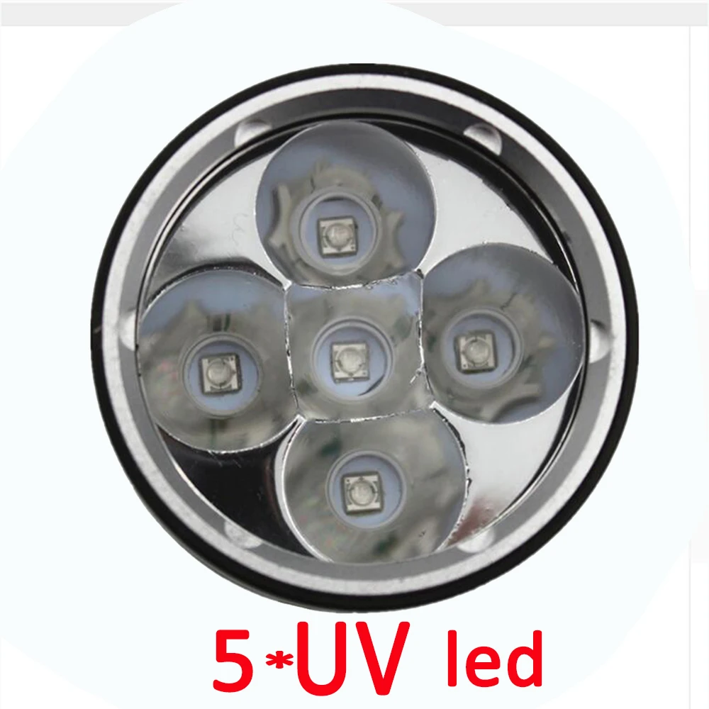 Underwater 5x UV LED flashlight ultraviolet light uv lam Diving Torch Lamp for Sea searching Amber + 2x 18650 battery+Charger