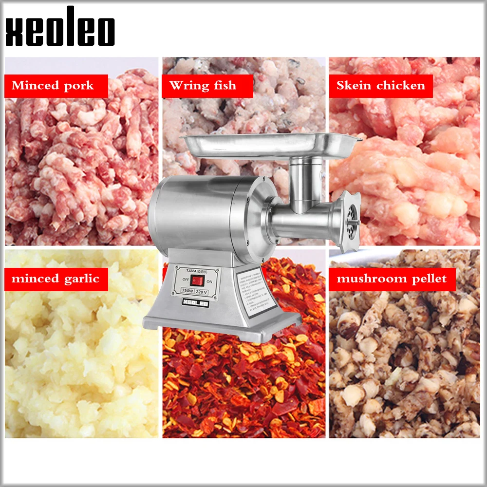 XEOLEO Commercial Meat Grinder 200kg/H Electric Mincer machine Meat cutter Enema machine 22# Desktop Sausage Stuffer  SS/Iron