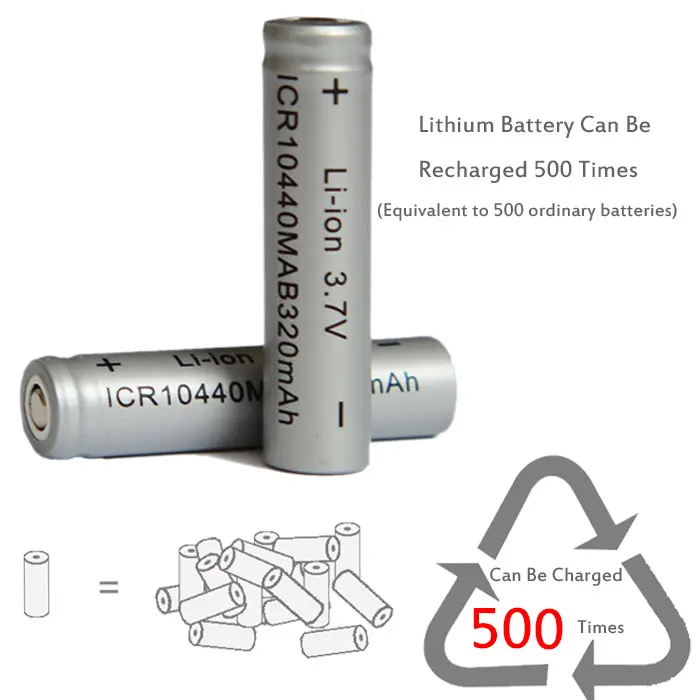 Hot kingwei 10440 3.7V Battery 500pcs Li Ion Rechargeable 320mAH Battery Lithium 3a Battery AAA Bateria FOR Flashlight LED