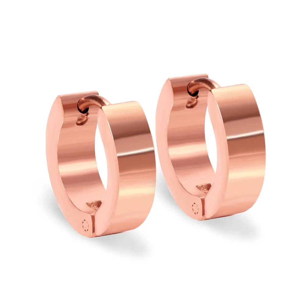 LUXUSTEEL Golden Hoop Earrings For Women/Girl Stainless Steel Circle Earring Fashion Jewelry Black Earrings Wholesale Party