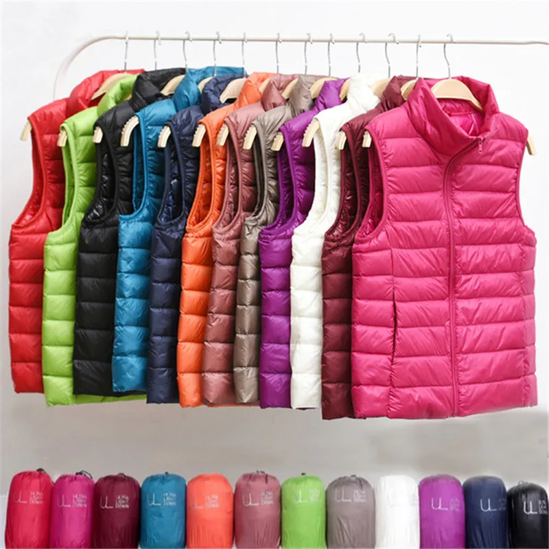 

Sanishroly Autumn Winter Women Ultra Light White Duck Down Vest Coat Parkas Female Sleeveless Down Waistcoat Warm Puffer Jacket