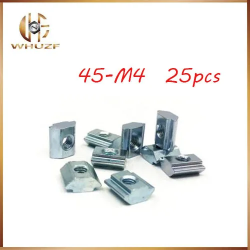 

25pcs/lot T Sliding Nut Block Square nuts M4 for 4545 Aluminum Profile Slot Zinc Coated Plate Aluminum connector Accessories