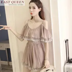 여성 섹시한 레이스 여름 playsuits 2018 쉬폰 솔리드 우아한 튜닉 비치 playsuit, 패션 스트랩리스 캐주얼 playsuits DD690 L